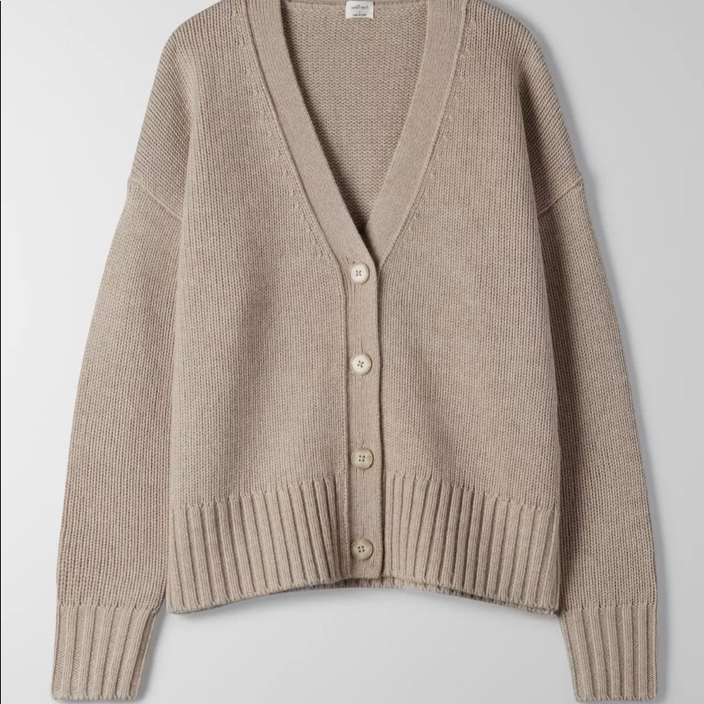 Aritzia Wilfred Spa Cardigan — Heather Oat Beige (Size L)